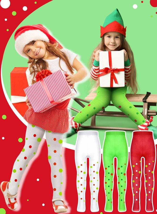 Fourluoo 3 Pairs Kids Christmas Pantyhose Tights Soft Seamless Non Slip Stockings Toddler Tights for Xmas Cosplay Costume 5-10 Years - Image 2